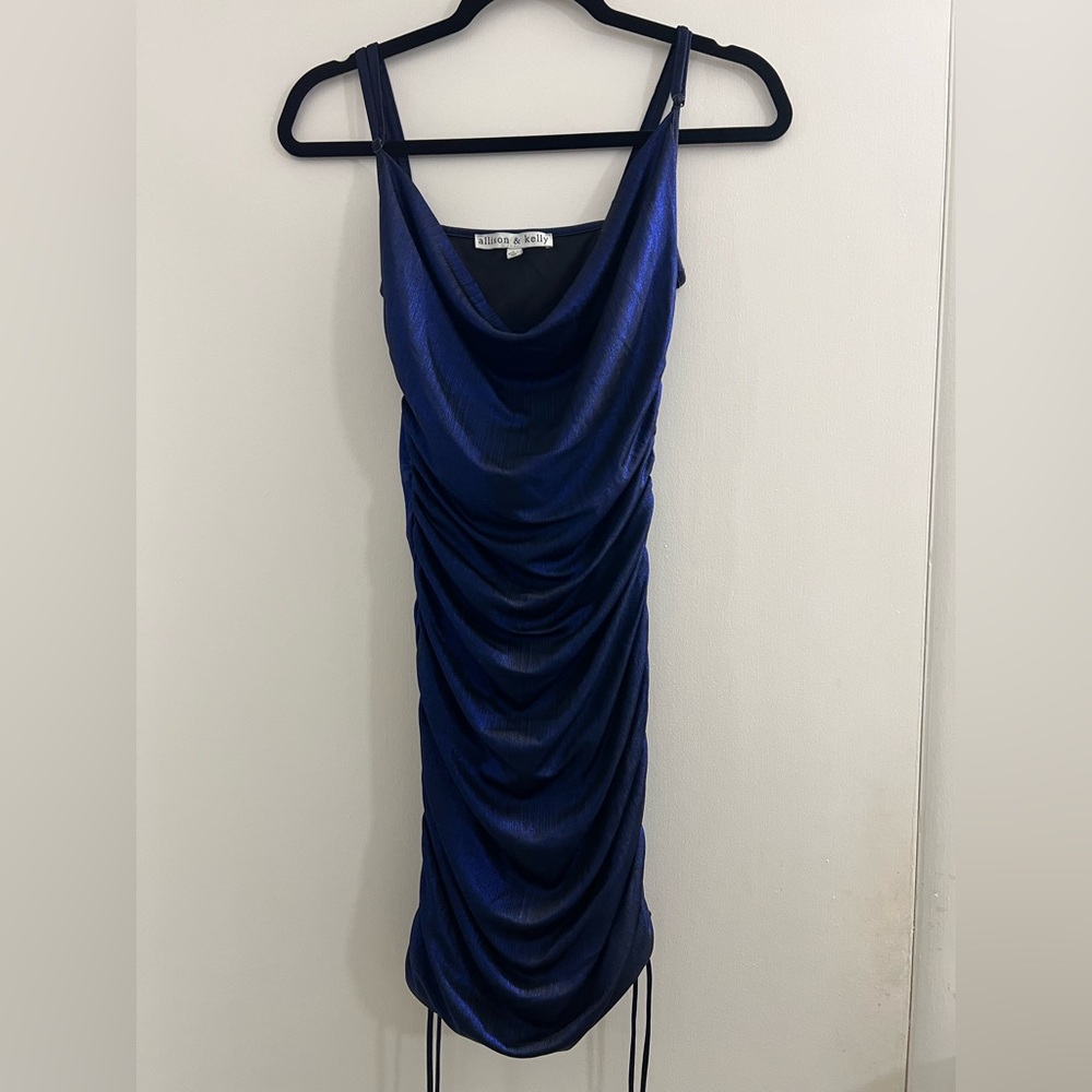 Chic Navy Draped Mini Dress